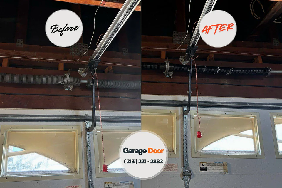 Before and after: garage door repair Buhler, KS